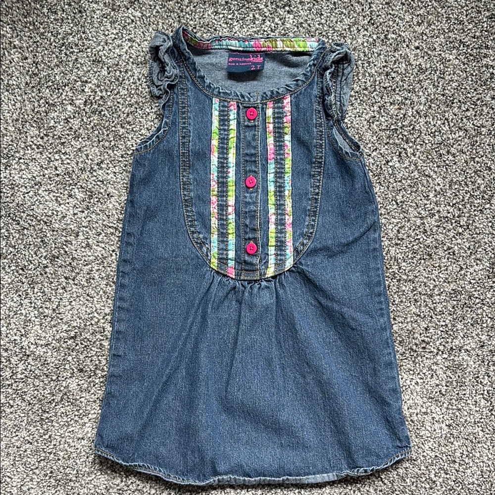 OshKosh B'gosh Denim Dress with Stripes and Pink Accents
